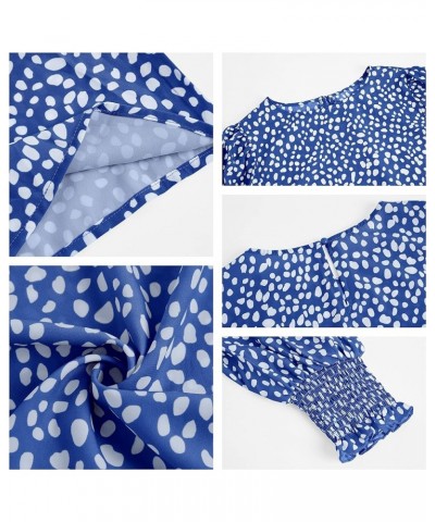 Women's Polka Dot 3/4 Sleeve Blouse Tops Ladies Casual Office Work Crew Neck T-Shirt Blue $15.29 Blouses