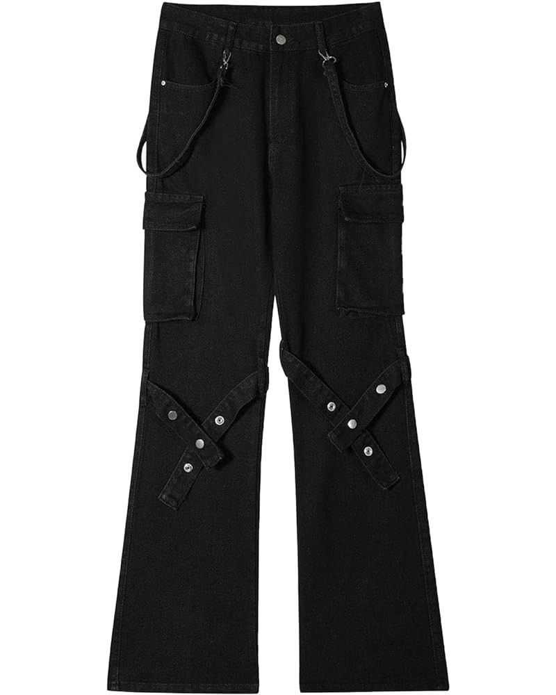 High Waist Straight Leg Jeans Cargo Pants Baggy Streetwear Denim Pants Fashion Aesthetic Jeans Y2K Pants Aa10-black $34.48 Jeans