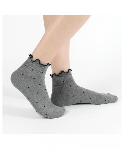 Women Ankle Socks | 5-6 Pairs Ruffle Heart Frill Polka Dots Design Novelty Emoji Print | Korean Daily Cotton Socks | US 6-8 R...