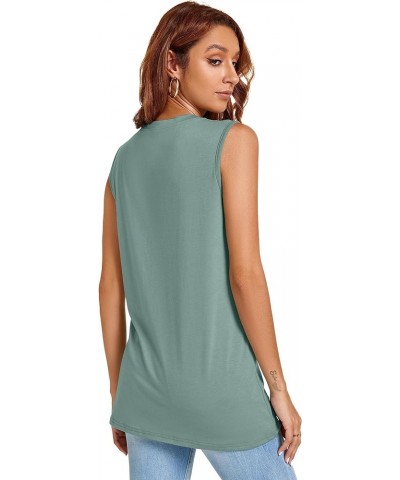 Womens Tank Tops Summer Casual Crew Neck Sleeveless Top Loose Fit Basic Tunic Shirts Green $10.54 Tanks