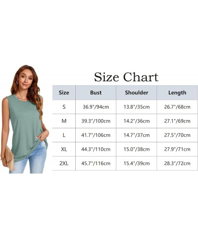 Womens Tank Tops Summer Casual Crew Neck Sleeveless Top Loose Fit Basic Tunic Shirts Green $10.54 Tanks