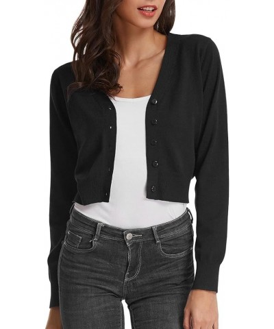 Women's Open Front Knit Cropped Bolero Shrug Cardigan Sweater Long Sleeve (S-4XL) Black $22.22 Sweaters