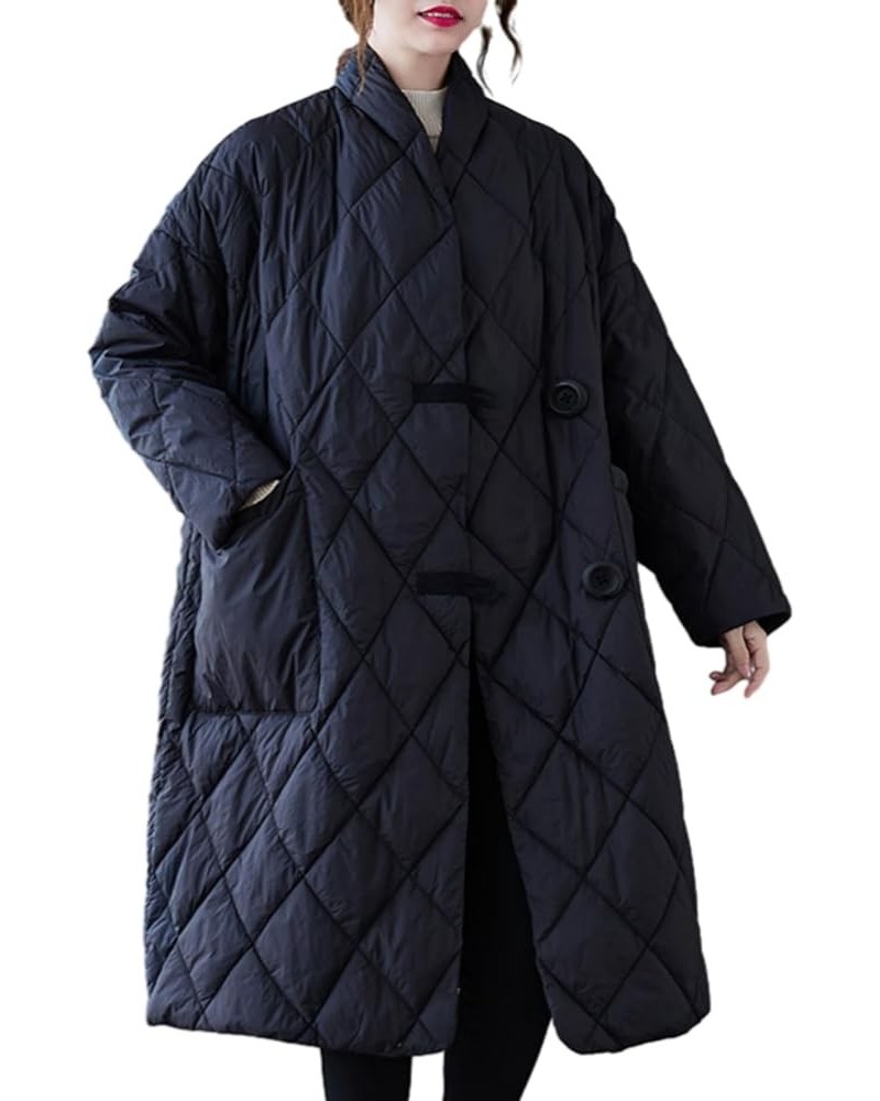 Women's Lightweight Quilted Jacket Padded Winter Solid Button Puffer Coat GZ69 Black $25.28 Jackets