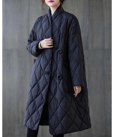 Women's Lightweight Quilted Jacket Padded Winter Solid Button Puffer Coat GZ69 Black $25.28 Jackets