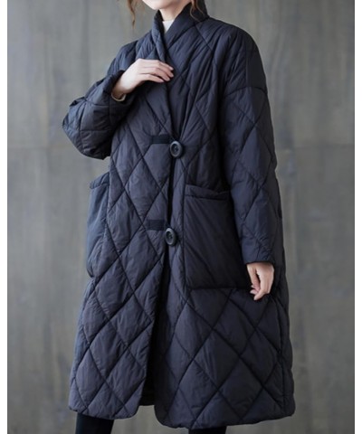 Women's Lightweight Quilted Jacket Padded Winter Solid Button Puffer Coat GZ69 Black $25.28 Jackets