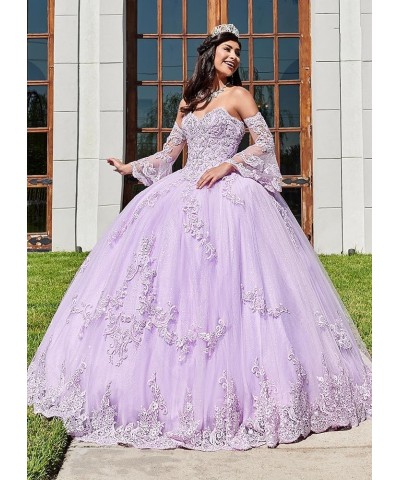 Long Sleeve Quinceanera Dresses Puffy Tulle Ball Gown Prom Dress Sweet 15 16 Dresses Plum $63.00 Dresses