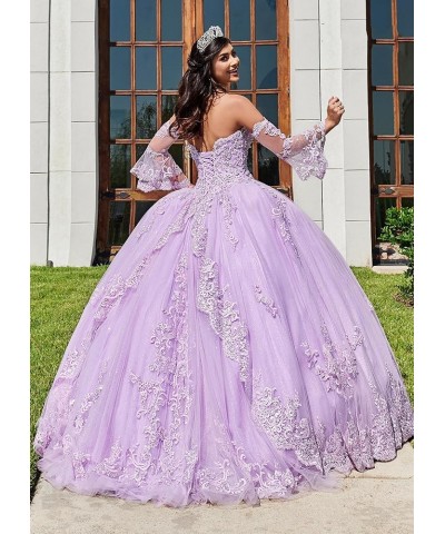 Long Sleeve Quinceanera Dresses Puffy Tulle Ball Gown Prom Dress Sweet 15 16 Dresses Plum $63.00 Dresses