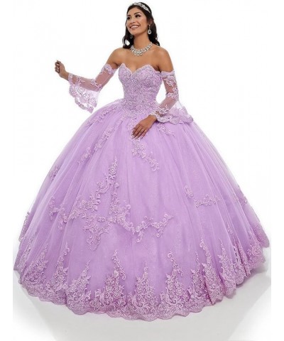 Long Sleeve Quinceanera Dresses Puffy Tulle Ball Gown Prom Dress Sweet 15 16 Dresses Plum $63.00 Dresses