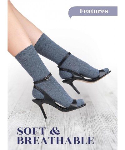 Women's Cotton Crew Socks, Plain Color, Regular Fit, Soft Casual Socks for Trouser, Shoe Size 6 to 12, 4 Pairs 39- Indigo Blu...