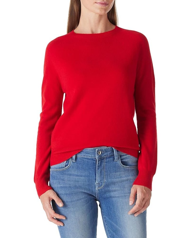 Women's 100% Merino Wool Sweater Crew Neck Long Sleeve Kint Pullover Red $34.78 Sweaters