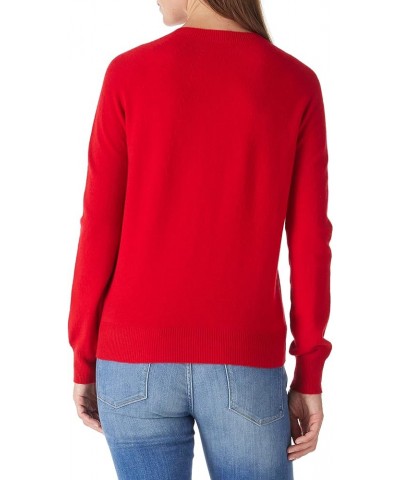 Women's 100% Merino Wool Sweater Crew Neck Long Sleeve Kint Pullover Red $34.78 Sweaters