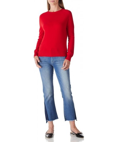 Women's 100% Merino Wool Sweater Crew Neck Long Sleeve Kint Pullover Red $34.78 Sweaters