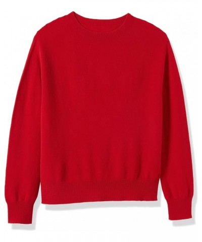 Women's 100% Merino Wool Sweater Crew Neck Long Sleeve Kint Pullover Red $34.78 Sweaters