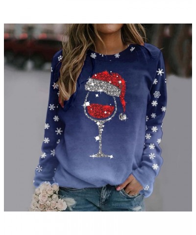 Ugly Christmas Sweater for Women Long Sleeve Crewneck Tops Oversized Funny Graphic Pullovers Xmas Vacation Sweatshirts 01-blu...