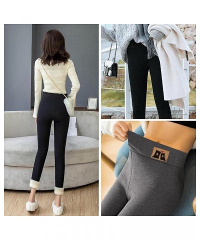 Fleece Lined Leggings Women Winter Warm Sherpa Lined Leggings Cold Weather Fuzzy Thermal Pants Thick Tights 2023 11 Gray $7.4...