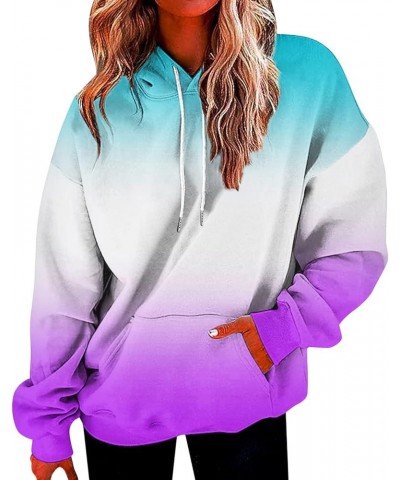 Womens Plus Size Hoodies Tops Casual Long Sleeve Drawstring Loose Hooded Pullover Sweatshirt with Pocket 2-sky Blue $14.24 Ho...