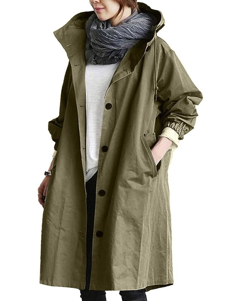 Windbreaker Jacket Women 2023 Fall Long Hooded Waterproof Raincoat Outdoor Plus Size Softshell Hiking Coat A-green $11.87 Coats