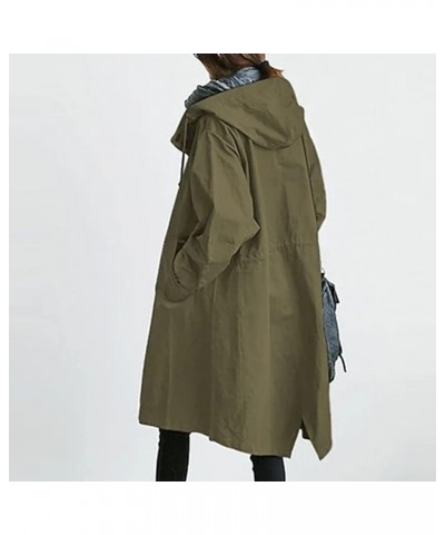 Windbreaker Jacket Women 2023 Fall Long Hooded Waterproof Raincoat Outdoor Plus Size Softshell Hiking Coat A-green $11.87 Coats