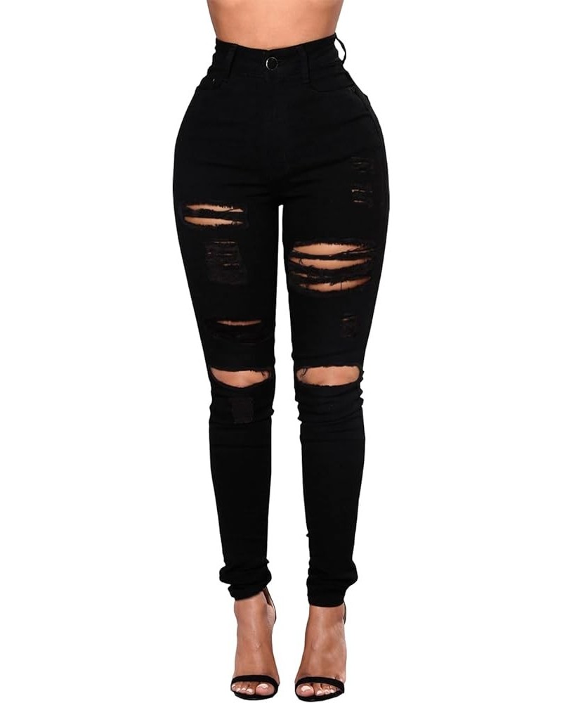 Ripped Skinny Jeans for Women High Waisted Stretch Slim Fit Distressed Butt Lifting Denim Jeans Pants Black $15.12 Jeans