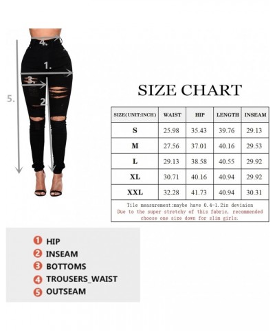 Ripped Skinny Jeans for Women High Waisted Stretch Slim Fit Distressed Butt Lifting Denim Jeans Pants Black $15.12 Jeans