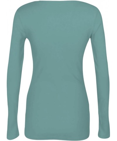 Causal Tops for Women Cool Yoga Stretch Solid Color Long Sleeve Blouse Comfy Crew Neck Trendy Slim Fit Soft T-Shrit 02-mint G...