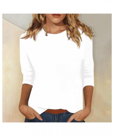 Vacation Outfits for Women 3/4 Length Sleeve Womens Tops Spring Fashion 2024 Casual Going Out Shirts Ladies Blouses 04white $...