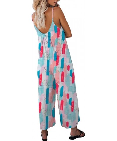 Womens Casual Loose Sleeveless Bohemian Beach Jumpsuits Spaghetti Strap Wide Leg Rompers with Pockets Z-r2050-no Stretch $11....