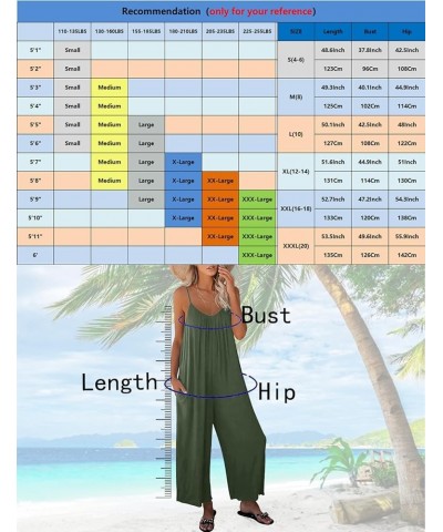 Womens Casual Loose Sleeveless Bohemian Beach Jumpsuits Spaghetti Strap Wide Leg Rompers with Pockets Z-r2050-no Stretch $11....