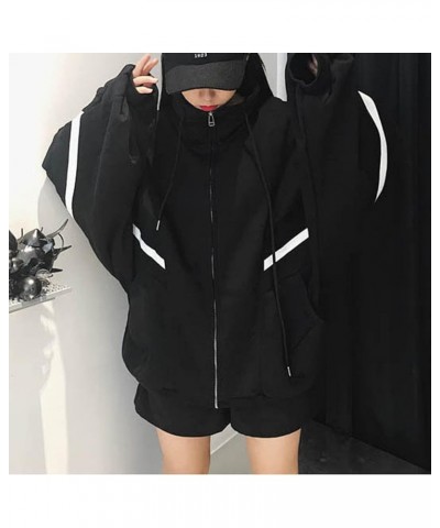 Womens Zip Up Hoodie Oversized Plus Size Cute Aesthetic Y2K Hoodies Teen Girls Casual Baggy Sweatshirt Black $13.76 Hoodies &...