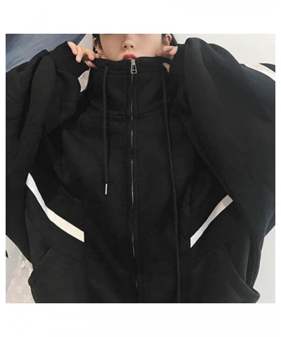 Womens Zip Up Hoodie Oversized Plus Size Cute Aesthetic Y2K Hoodies Teen Girls Casual Baggy Sweatshirt Black $13.76 Hoodies &...