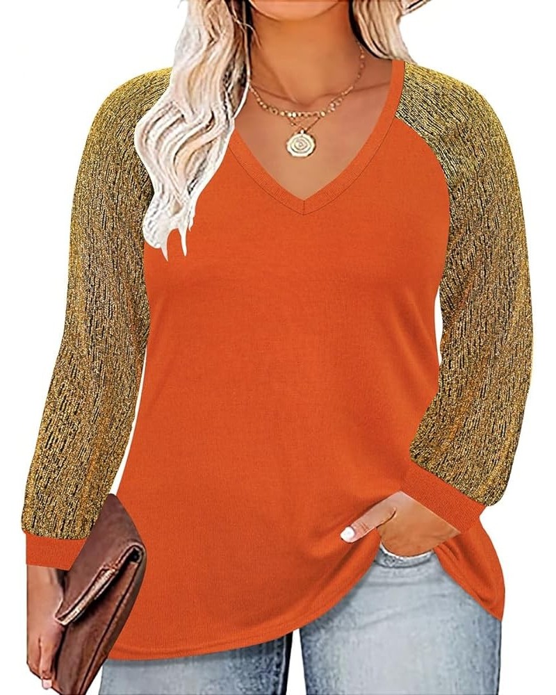 Plus Size Tops For Women Lace Long Sleeve Blouses Casual Loose Tunic Fall Dressy Shirts XL-5XL 3695-caramel $18.23 Tops