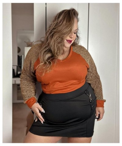 Plus Size Tops For Women Lace Long Sleeve Blouses Casual Loose Tunic Fall Dressy Shirts XL-5XL 3695-caramel $18.23 Tops