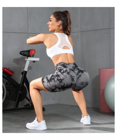 Workout Shorts for Women High Waisted Seamless Scrunch Shorts Gym Yoga Running Biker Shorts Tie Dye Black $11.24 Activewear