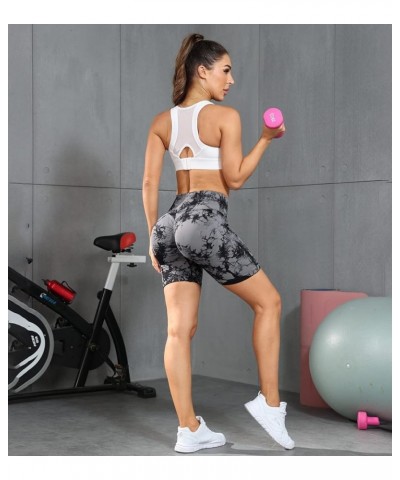 Workout Shorts for Women High Waisted Seamless Scrunch Shorts Gym Yoga Running Biker Shorts Tie Dye Black $11.24 Activewear