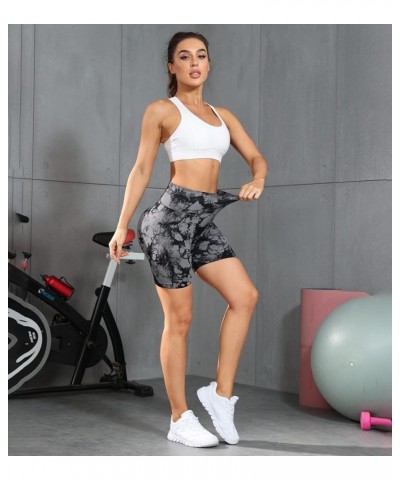 Workout Shorts for Women High Waisted Seamless Scrunch Shorts Gym Yoga Running Biker Shorts Tie Dye Black $11.24 Activewear