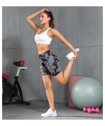 Workout Shorts for Women High Waisted Seamless Scrunch Shorts Gym Yoga Running Biker Shorts Tie Dye Black $11.24 Activewear