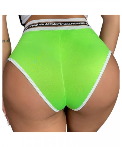 Womens Yoga Booty Shorts Sexy Printed Dance Sport Workout Hot Pants Plus Size Lounge Wear Briefs Fluorescent Green $10.02 Shorts