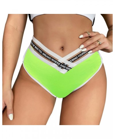 Womens Yoga Booty Shorts Sexy Printed Dance Sport Workout Hot Pants Plus Size Lounge Wear Briefs Fluorescent Green $10.02 Shorts