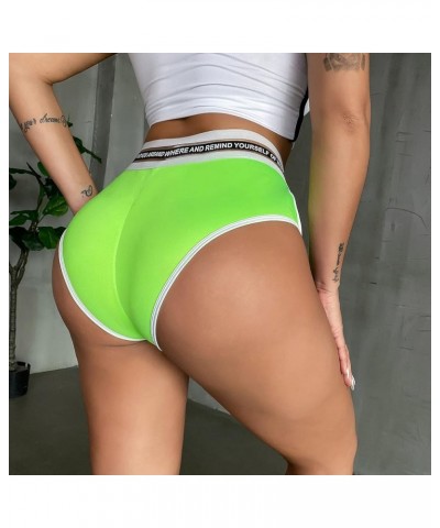 Womens Yoga Booty Shorts Sexy Printed Dance Sport Workout Hot Pants Plus Size Lounge Wear Briefs Fluorescent Green $10.02 Shorts