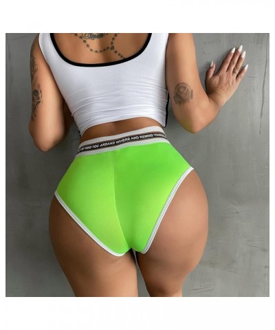 Womens Yoga Booty Shorts Sexy Printed Dance Sport Workout Hot Pants Plus Size Lounge Wear Briefs Fluorescent Green $10.02 Shorts