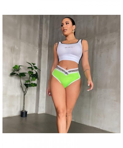 Womens Yoga Booty Shorts Sexy Printed Dance Sport Workout Hot Pants Plus Size Lounge Wear Briefs Fluorescent Green $10.02 Shorts