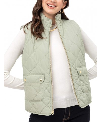 Women’s Quilted Vest – Reversible Lightweight Sleeveless Full Zip Up Faux Fur Lining Gilet Jacket with Pockets Moss $22.17 Vests