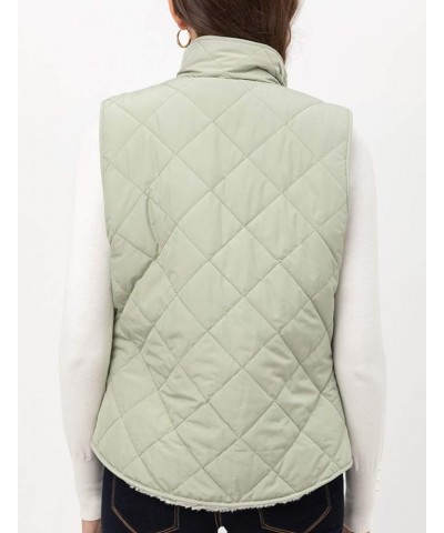 Women’s Quilted Vest – Reversible Lightweight Sleeveless Full Zip Up Faux Fur Lining Gilet Jacket with Pockets Moss $22.17 Vests