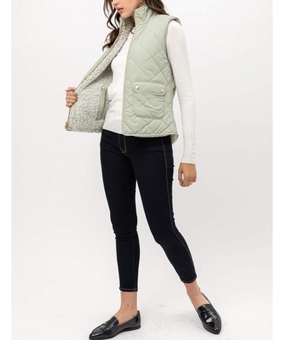 Women’s Quilted Vest – Reversible Lightweight Sleeveless Full Zip Up Faux Fur Lining Gilet Jacket with Pockets Moss $22.17 Vests