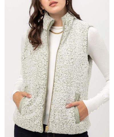 Women’s Quilted Vest – Reversible Lightweight Sleeveless Full Zip Up Faux Fur Lining Gilet Jacket with Pockets Moss $22.17 Vests