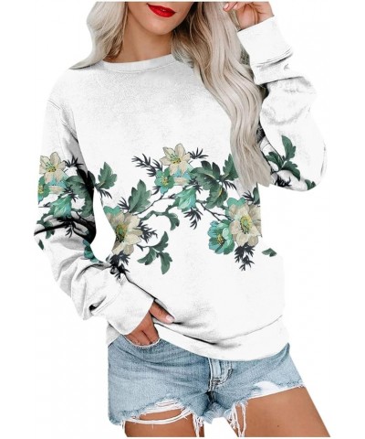 Womens Crewneck Sweatshirts Long Sleeve Fall Shirts Trendy Casual Oversized Sweatshirts Pullover Tops Y2K Clothes 3-white $8....