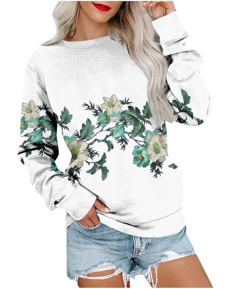 Womens Crewneck Sweatshirts Long Sleeve Fall Shirts Trendy Casual Oversized Sweatshirts Pullover Tops Y2K Clothes 3-white $8....