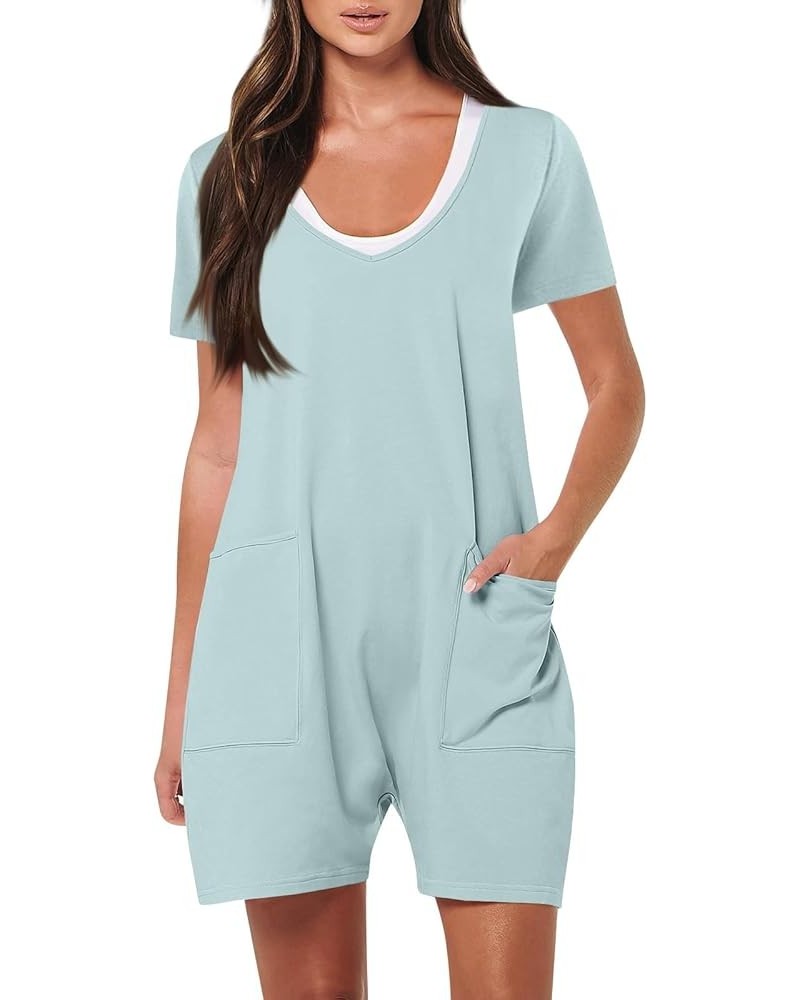 Women's Jumpsuits Casual Long Pants High Waist Pockets O Neck Loose Jumpsuits Pants Wide Rompers Jumpsuit, S-2XL B-light Blue...