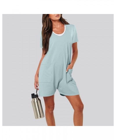 Women's Jumpsuits Casual Long Pants High Waist Pockets O Neck Loose Jumpsuits Pants Wide Rompers Jumpsuit, S-2XL B-light Blue...