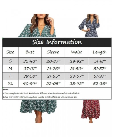 Summer Dresses for Women 2023 Long Sleeve Floral V Neck Maxi Dress Casual Fashion Beach Dresses H031 Green $9.87 Others